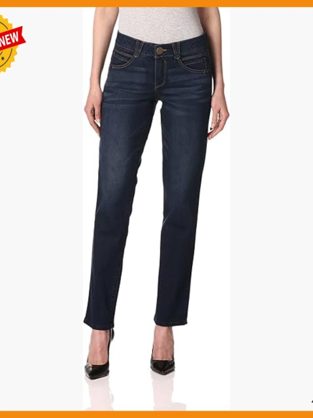 Straight Leg Jeans with Ab Solution, Super-Stretch Denim, Figure Flattering